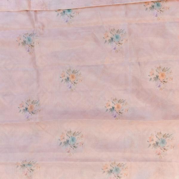 Baby Pink Kota Cotton Saree with Vibrant Digital Floral Print