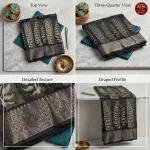 Black & Grey leaf design Pure cotton saree