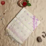 Cream with Pink Jamdhani Work Muga Cotton Silk Saree