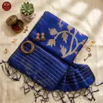 Blue Jamdhani work Pure Dhakai Cotton Silk Saree