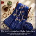 Blue Jamdhani work Pure Dhakai Cotton Silk Saree