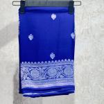 Banarasi Royal Blue Pure Khadi Chiffon Saree with Intricate Silver Zari Work