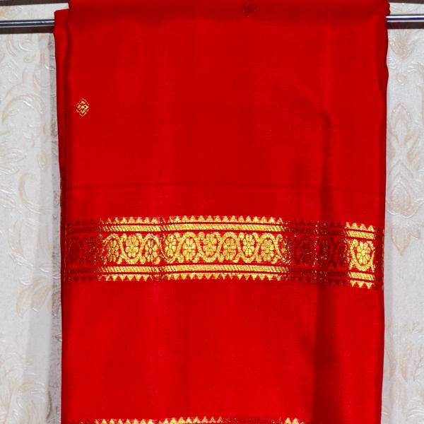 Pure Kanchipuram Tomato Red Silk Saree
