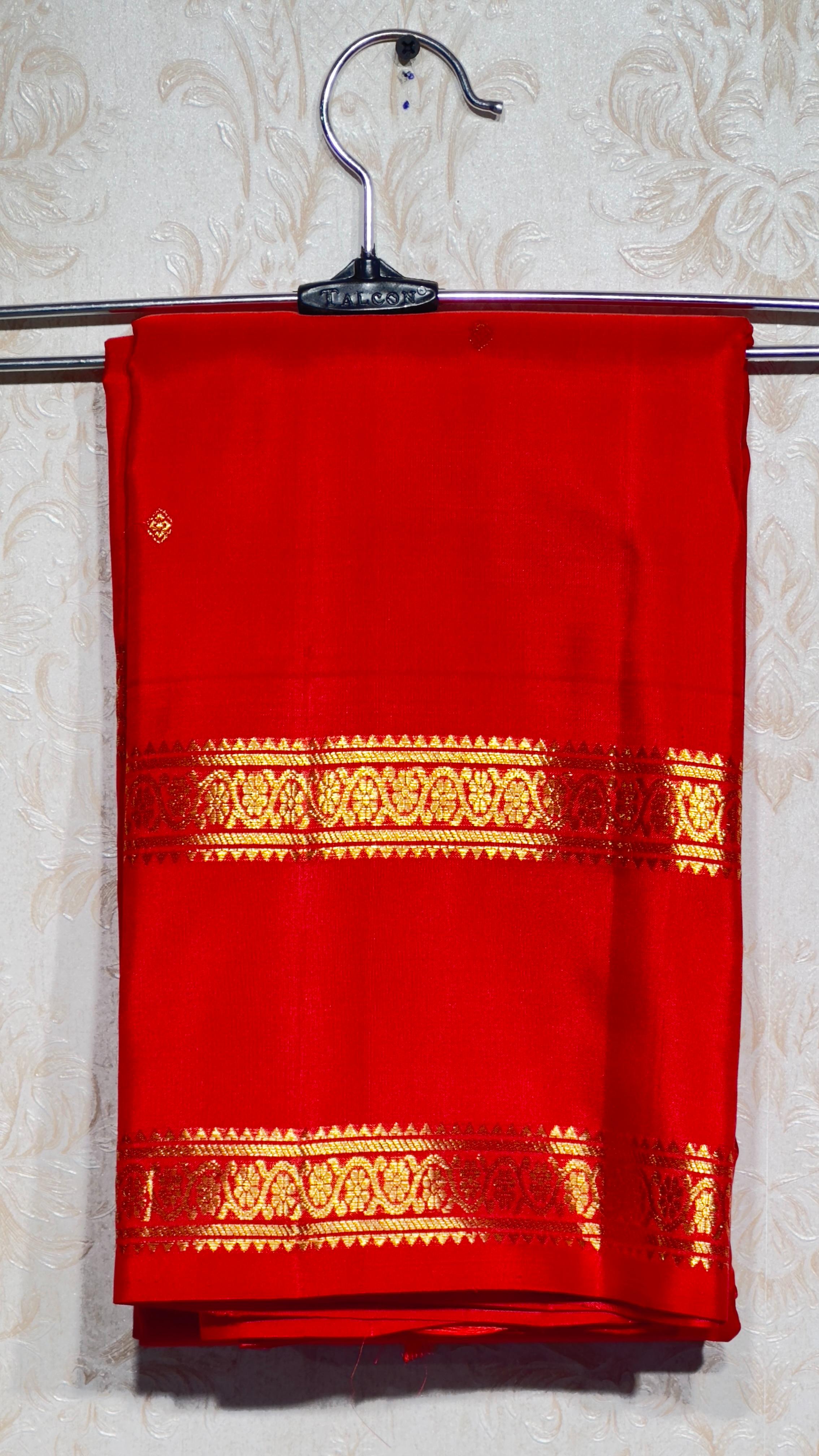 Pure Kanchipuram Tomato Red Silk Saree
