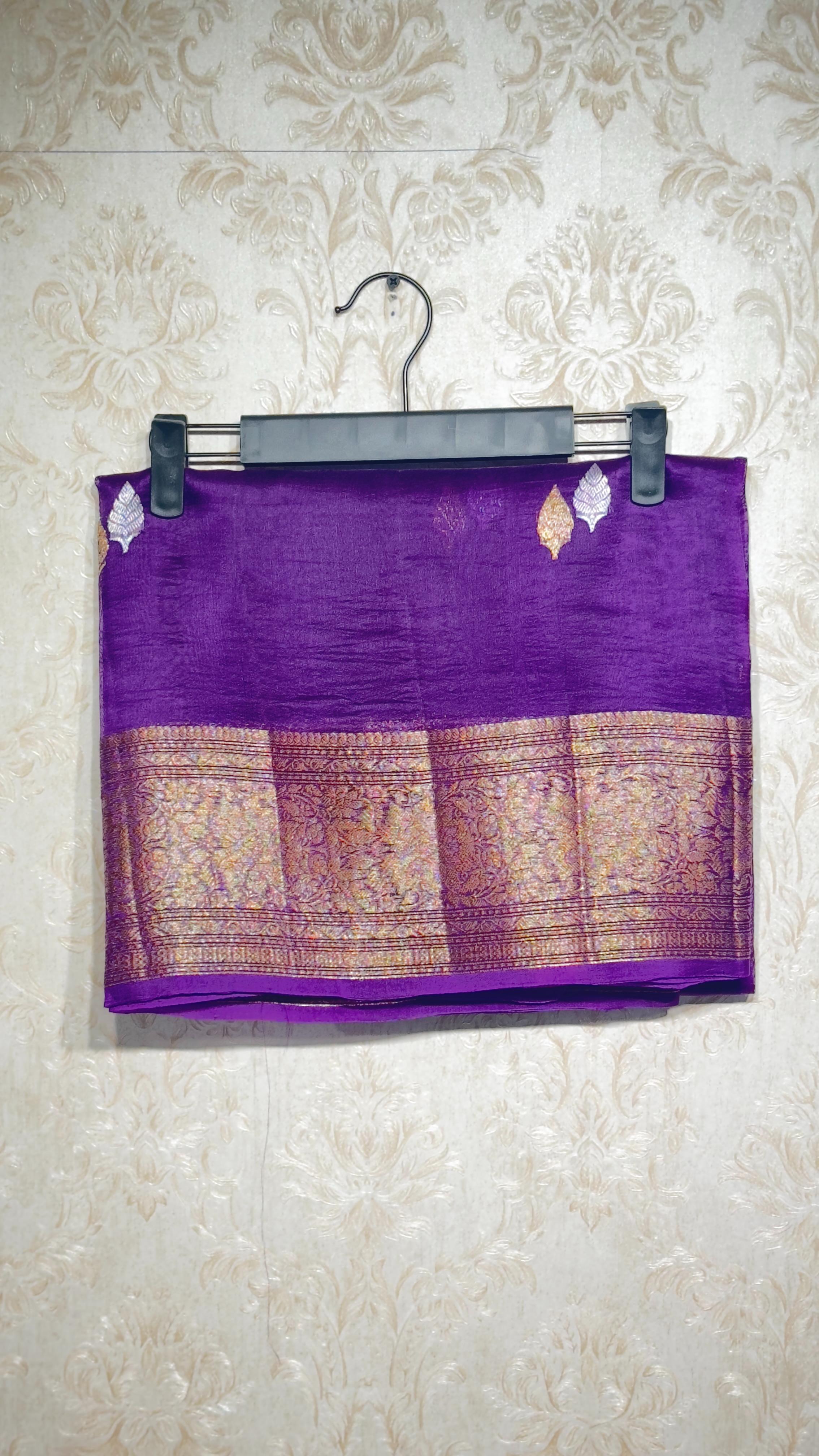 Pure Kora Organza Purple Saree