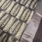 Black & Grey leaf design Pure cotton saree