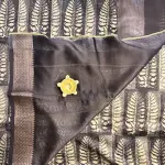 Black & Grey leaf design Pure cotton saree