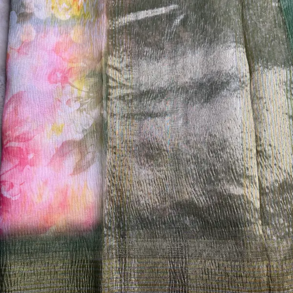 Abstract Floral Crush Print Viscose Saree