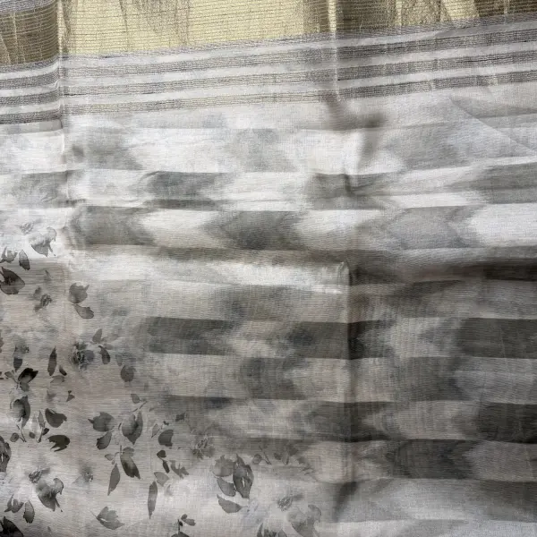 Grey abstract print fancy saree