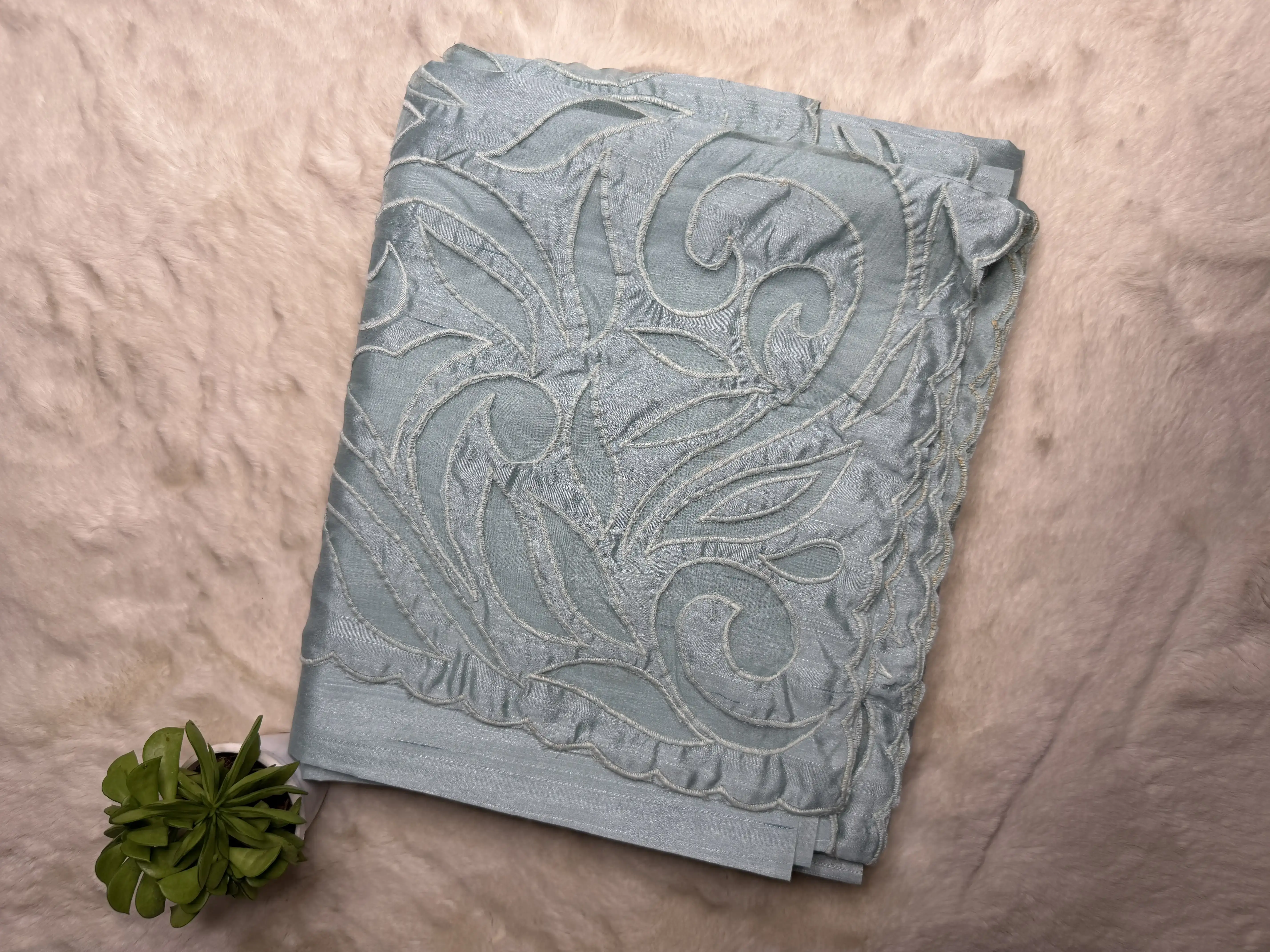 Pista Green cut work soft tussar silk saree