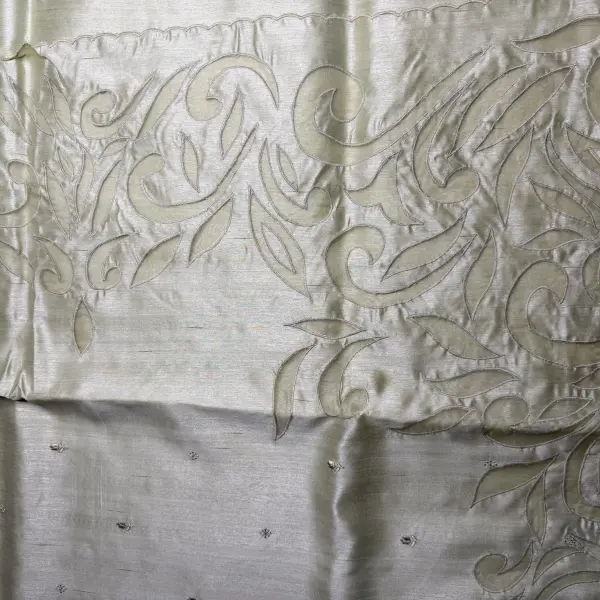 Pista Green cut work soft tussar silk saree