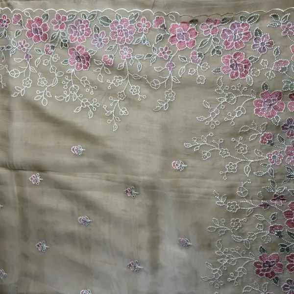 Cream with thread floral work soft organza
