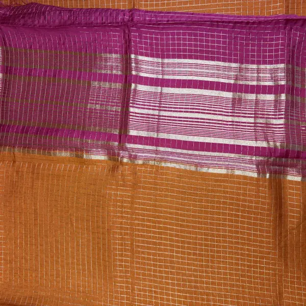 Orange with Pink rich border & pallu fancy saree