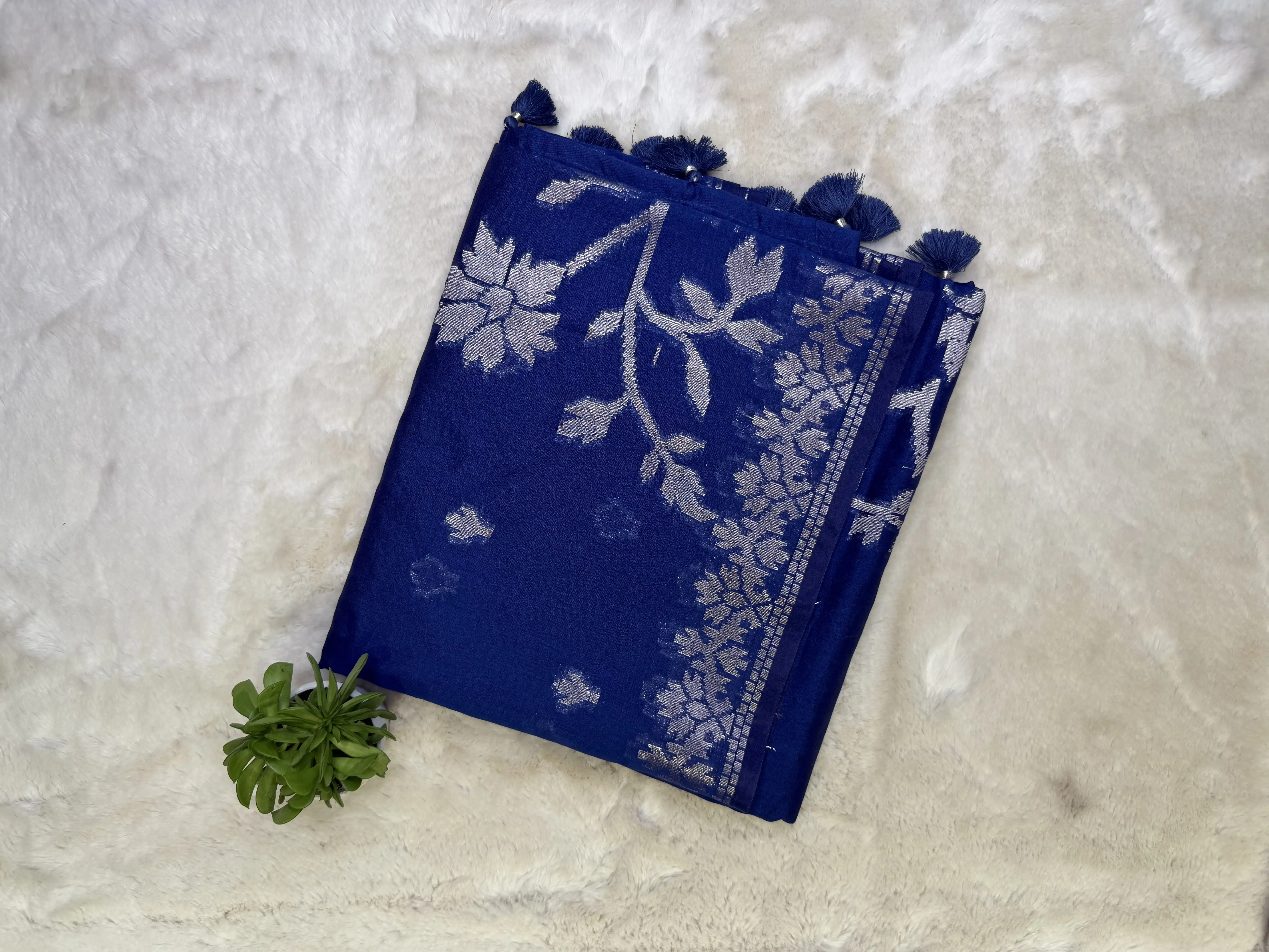 Red Tissue Jamdhani Saree