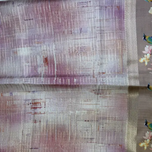 Pista green satin digital print border Kota Silk Saree