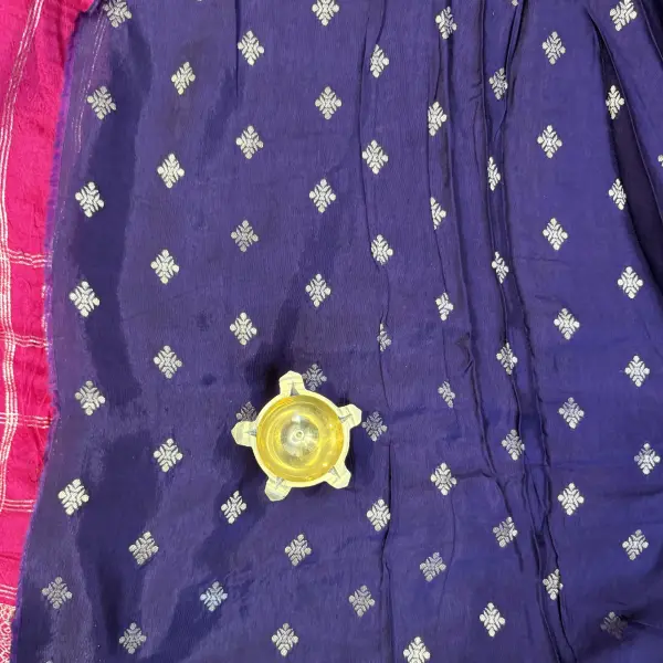 Rani Pink big checks Fancy Saree