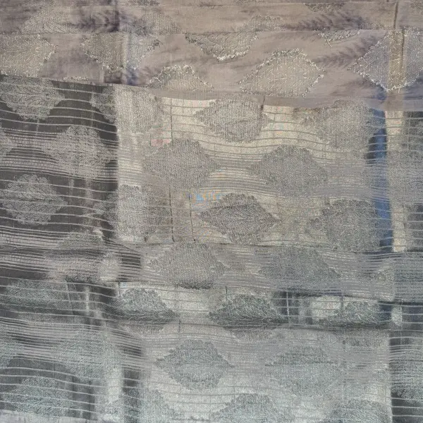 Grey with self leaf design fancy saree