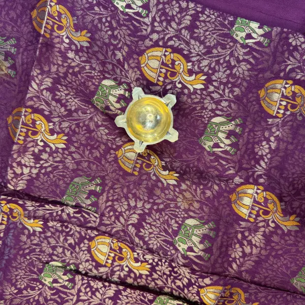 Wine colour thin border with brocade blouse semi crepe saree