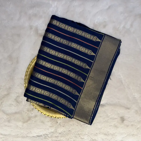 Navy blue with Stripes fancy saree