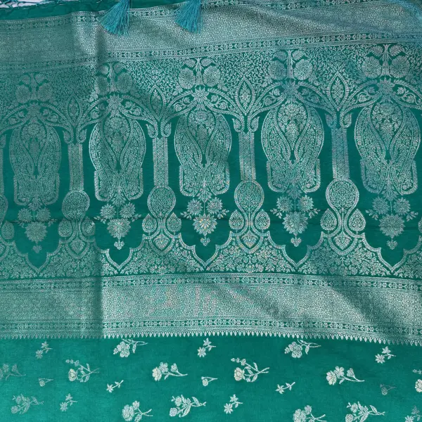 Raama Green with buttas semi benarasi saree