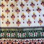 White kalamkari work pattern fancy saree