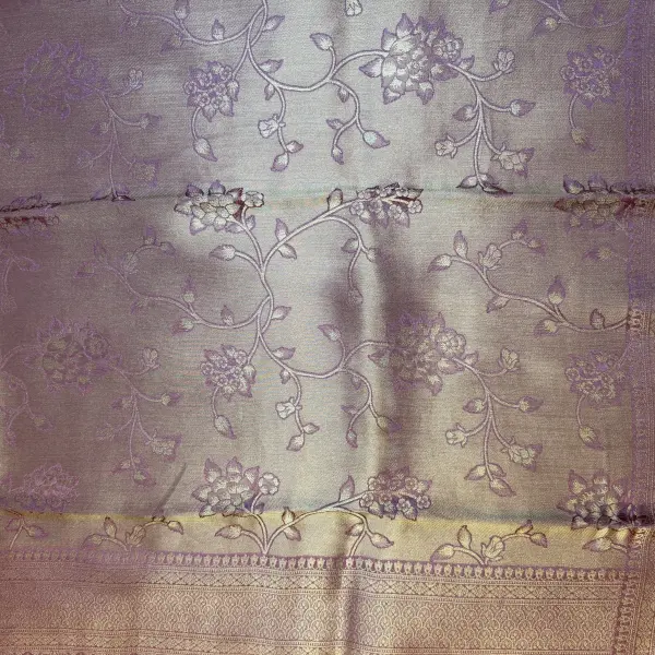 Rose Pink Jaal pattern tissue satin silk saree