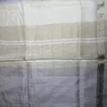 Half White bentex border with contrast red blouse semi crepe saree