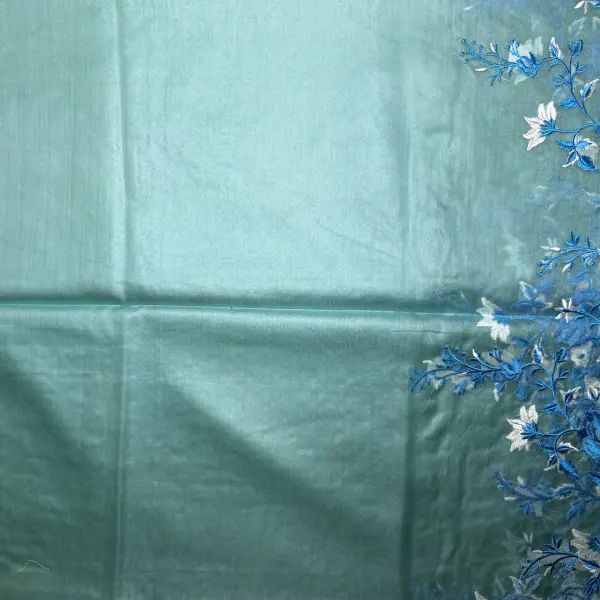 Blue thread work Semi organza saree