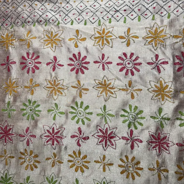 Brown with thread work semi Tussar Saree