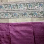 Dark Pink with peacock border Semi Tussar Saree