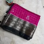 Checks with grand border and pallu semi crepe fancy saree