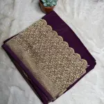 Plain body with Long border satin crepe Saree