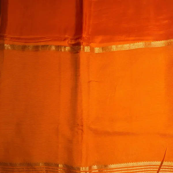 Orange Bentex border Semi Crepe Saree