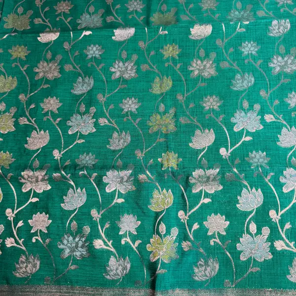 Green floral pattern Benaras Saree
