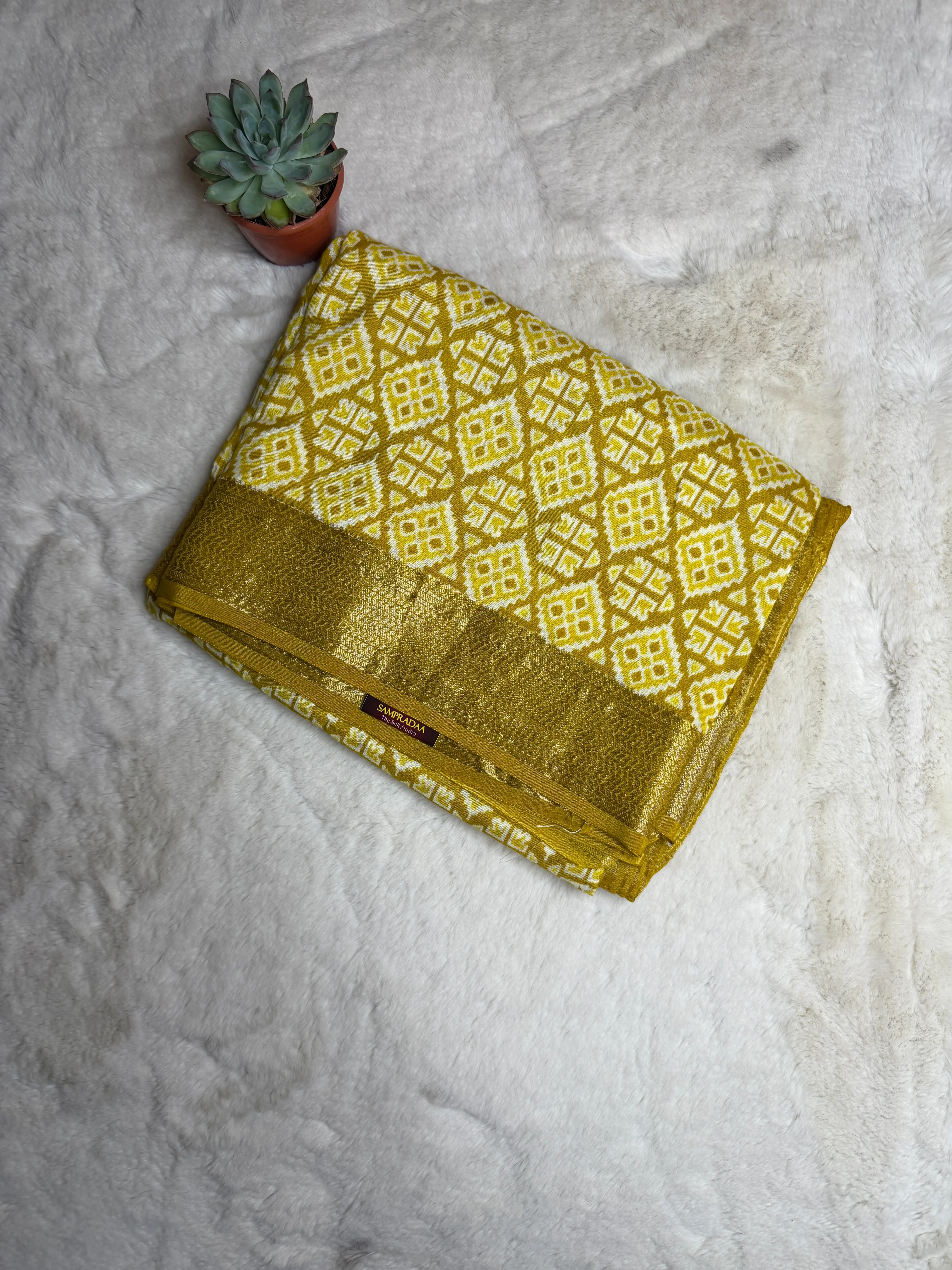 Mustard Yellow With border fancy saree