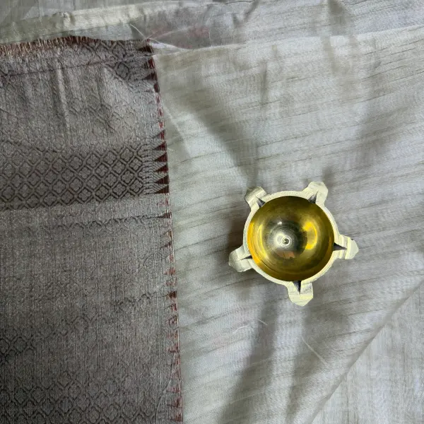 Cream with red thread work fancy saree