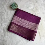 Maroon double border with stripes fancy saree