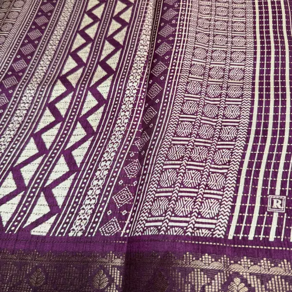 Maroon double border with stripes fancy saree