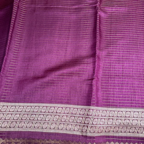 Maroon double border with stripes fancy saree