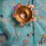 Purple with Sea Green border Micro Stripes all over the body semi crepe Saree