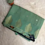 Sea Green with contrast blouse Semi Crepe Saree