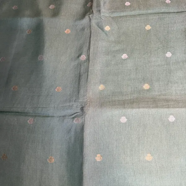 Sea Green with contrast blouse Semi Crepe Saree