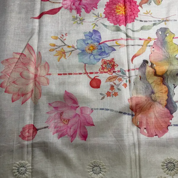 Pink checks with Satin border fancy Saree