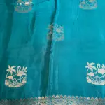 Green duck motif satin Benaras Saree
