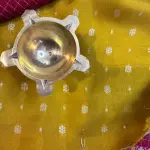 Red microchecks Gap border with contrast yellow Blouse Semi crepe Saree