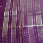 Wine with Checks border and thin Stripes semi crepe saree