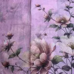Lavender digital print Linen Cotton Saree