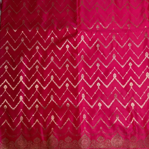 Pink jewel design grand pallu Semi Benaras Saree