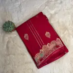 Red with grand border and pallu satin crepe Saree