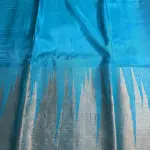 Blue temple border Semi crepe saree